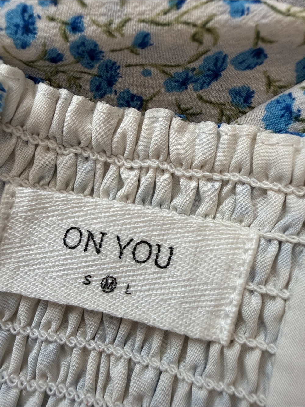 On You Blue White Floral Montauk Hamptons Garden Cottage Brunch Boho Midi Dress - Picture 4 of 5